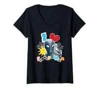 Femme Marvel Spider-Man Day I Love Spider-Man Collage T-Shirt avec Col en V