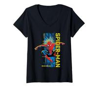Femme Marvel Spider-Man: Day Peter Parker NY Great Power T-Shirt avec Col en V
