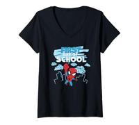 Femme Marvel Spider-Man First Day of School Spidey Back to School T-Shirt avec Col en V