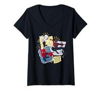 Femme Marvel Spider-Man Ghost-Spider Miles Spider-Sense Tingling T-Shirt avec Col en V