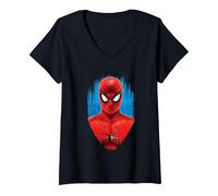 Femme Marvel Spider-Man : No Way Home Red and Blue Spidey Suit T-Shirt avec Col en V, Noir, XL