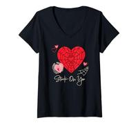 Femme Marvel Spider-Man Stuck on You Valentine's Day Heart T-Shirt avec Col en V