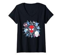 Femme Marvel Spider-Man Team Spidey Big Face Collage T-Shirt avec Col en V