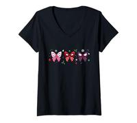 Femme Marvel Spider-Man Trio Christmas Coquette Cute Holiday Bows T-Shirt avec Col en V