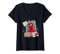 Femme Marvel Spider-Man When I Grow Up Torn Paper Collage T-Shirt avec Col en V
