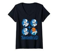 Femme Marvel Studios The Fantastic Four: First Steps Space Mission T-Shirt avec Col en V