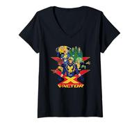 Femme Marvel Studios X-Men '97 Season 2 X-Factor Team and Logo T-Shirt avec Col en V