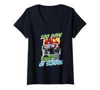 Femme Marvel Super Heroes Avengers 100 Days of School 100th Day T-Shirt avec Col en V