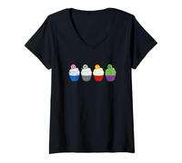 Femme Marvel Super Heroes Avengers Birthday Party Cupcakes Lineup T-Shirt avec Col en V