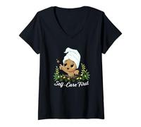 Femme Marvel Super Heroes Baby Groot Self-Care First Spa Mud Bath T-Shirt avec Col en V