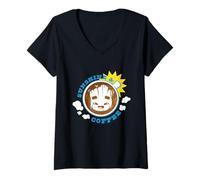 Femme Marvel Super Heroes Baby Groot Sunshine & Coffee Mug T-Shirt avec Col en V