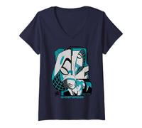 Femme Marvel Super Heroes Ghost-Spider Gwen Stacy New York Trio T-Shirt avec Col en V