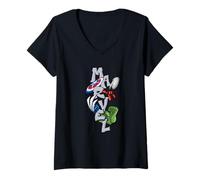 Femme Marvel Super Heroes Graffiti Tag Paint Splatter Tower Logo T-Shirt avec Col en V