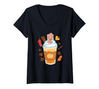 Femme Marvel Super Heroes Groot Pumpkin Spice Drink Cozy Fall T-Shirt avec Col en V