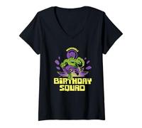 Femme Marvel Super Heroes Hulk Incredible Birthday Squad Party T-Shirt avec Col en V