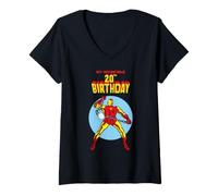 Femme Marvel Super Heroes Iron Man My Invincible 20th Birthday T-Shirt avec Col en V