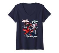 Femme Marvel Super Heroes Spider-Man & Friends Graffiti Tag Style T-Shirt avec Col en V