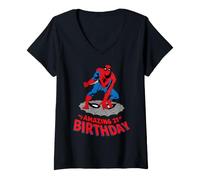 Femme Marvel Super Heroes Spider-Man My Amazing 21st Birthday T-Shirt avec Col en V