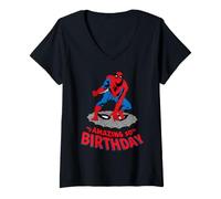 Femme Marvel Super Heroes Spider-Man My Amazing 50th Birthday T-Shirt avec Col en V