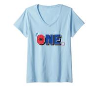 Femme Marvel Super Heroes Spider-Man Numbers 1 One 1st Birthday T-Shirt avec Col en V