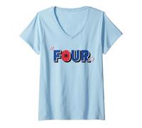 Femme Marvel Super Heroes Spider-Man Numbers 4 Four 4th Birthday T-Shirt avec Col en V