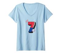 Femme Marvel Super Heroes Spider-Man Numbers Seventh 7th Birthday T-Shirt avec Col en V