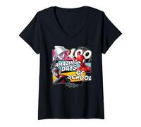 Femme Marvel Super Heroes Team Spidey 100 Days of School 100th Day T-Shirt avec Col en V