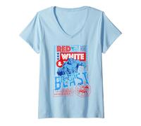 Femme Marvel Super Heroes X-Men Americana Red White & Beast 1963 T-Shirt avec Col en V