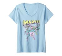 Femme Marvel The Avengers Retro and Classic Group Portrait Vintage T-Shirt avec Col en V