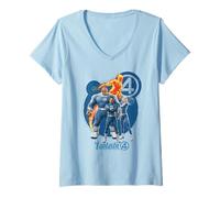 Femme Marvel The Fantastic Four: First Steps Heroic Family Shot T-Shirt avec Col en V