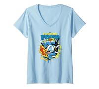 Femme Marvel The Fantastic Four: First Steps Jumping Into Action T-Shirt avec Col en V