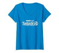 Femme Marvel The Fantastic Four First Steps White Logo T-Shirt avec Col en V