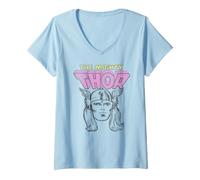 Femme Marvel The Mighty Thor Classic Retro Comic Portrait Vintage T-Shirt avec Col en V