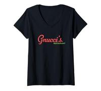 Femme Marvel The Punisher: One Last Kill Gnucci's Restaurant Logo T-Shirt avec Col en V