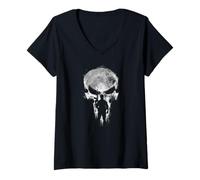 Femme Marvel The Punisher: One Last Kill Skull and Silhouette T-Shirt avec Col en V