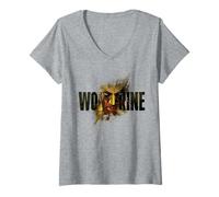 Femme Marvel Wolverine Game Break-Through Portrait Video Game Logo T-Shirt avec Col en V