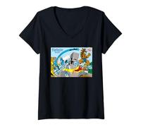 Femme Marvel World of The Fantastic Four! Retro Vintage Comic Art T-Shirt avec Col en V