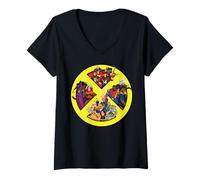 Femme Marvel X-Men '97 Hero Groups Inside Bold Classic X-Men Logo T-Shirt avec Col en V