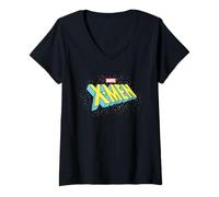Femme Marvel X-Men Animated TV Show Logo & Character Portraits T-Shirt avec Col en V