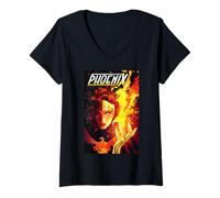 Femme Marvel X-Men Jean Grey Phoenix Force Portrait Comic Cover T-Shirt avec Col en V