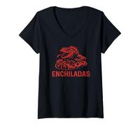 Femme Mascotte d'iguane Vintage Enchiladas du Sud-Ouest T-Shirt avec Col en V