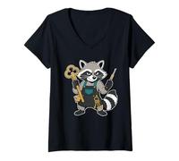 Femme Mascotte en Forme de e serrurier Raton Laveur T-Shirt avec Col en V
