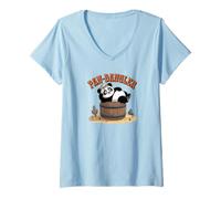 Femme Mascotte Western Panda : Pan-Dangler T-Shirt avec Col en V