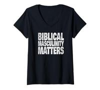 Femme Masculinité chrétienne biblique Foi Valeurs patrimoniales Fortes T-Shirt avec Col en V