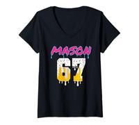 Femme Mason 67 Glace de Football Halloween pour Enfants T-Shirt avec Col en V