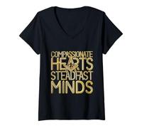 Femme Masonic_Symbol Compassionate-and Stead_Fast-Minds T-Shirt avec Col en V