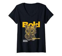 Femme Masque à gaz Bold Cat - Motif héros Chimique T-Shirt avec Col en V