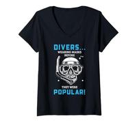 Femme Masque de Plongeur Humoristique avec Citation Graphique T-Shirt avec Col en V