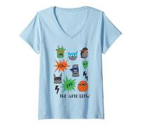Femme Masque de Super-héros Monster Crew Animaux Bande dessinée T-Shirt avec Col en V