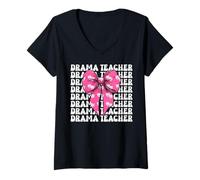 Femme Masque de théâtre pour Professeur de théâtre T-Shirt avec Col en V